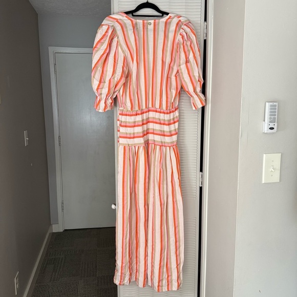 DX Collection Striped Orange and Pink Maxi Dress Drop Waist Cherry - Picture 3 of 6